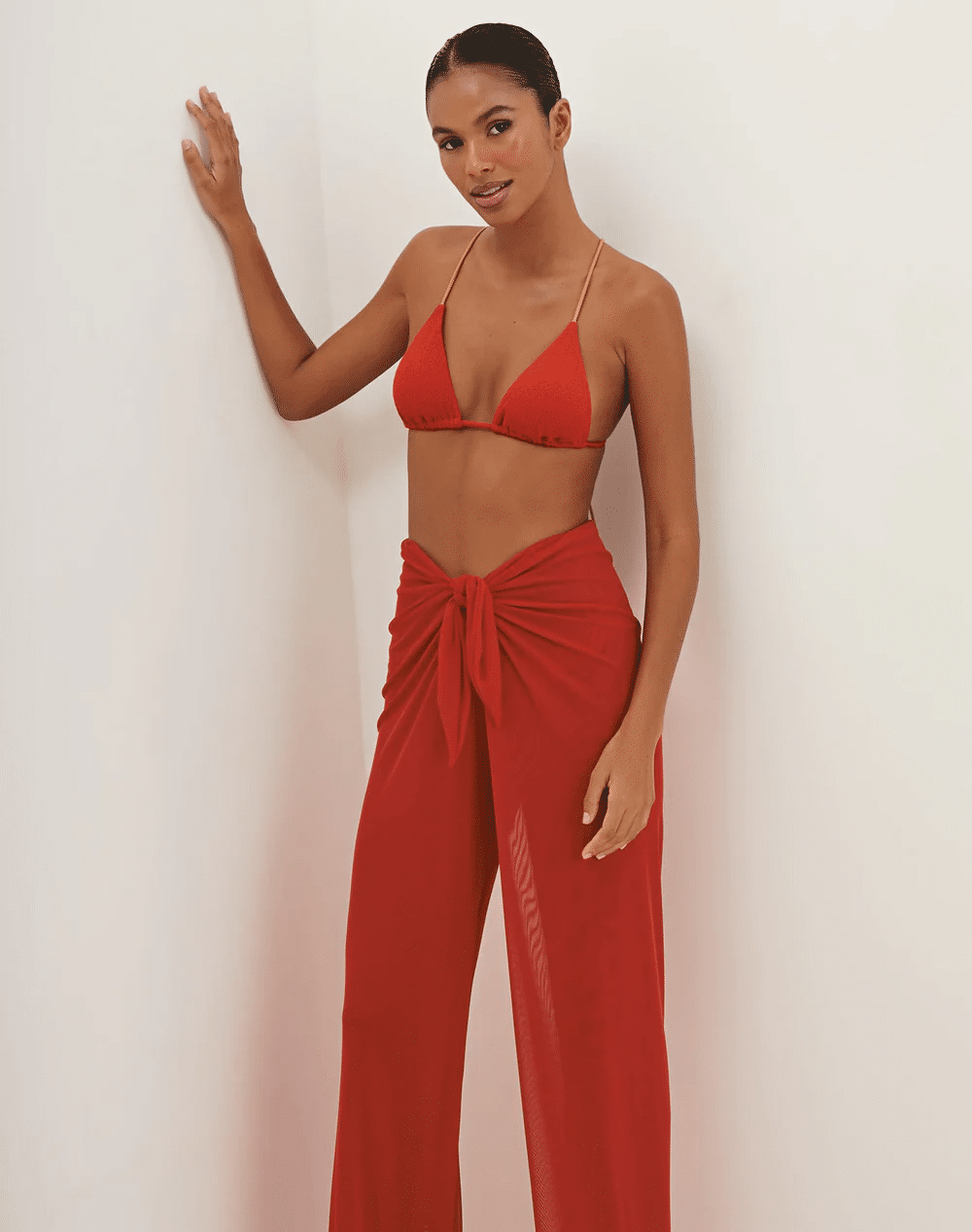Solid Pareo Pants Ruby - Trousers