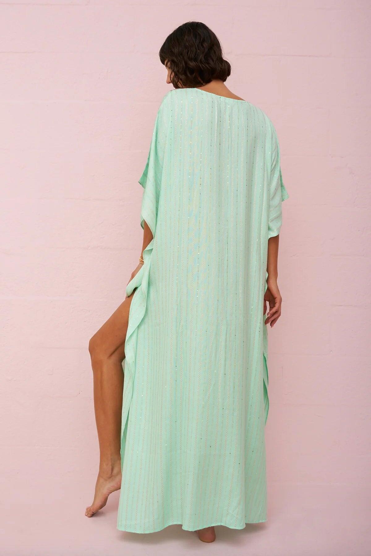Checkered Sequin Thobe Aqua