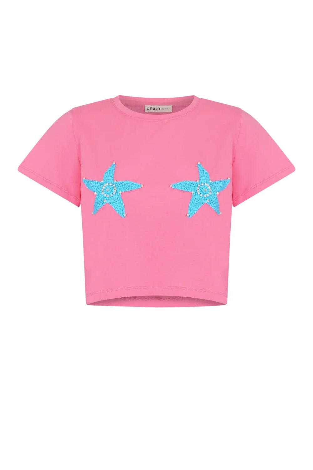 Crochet Motif T-Shirt Pink