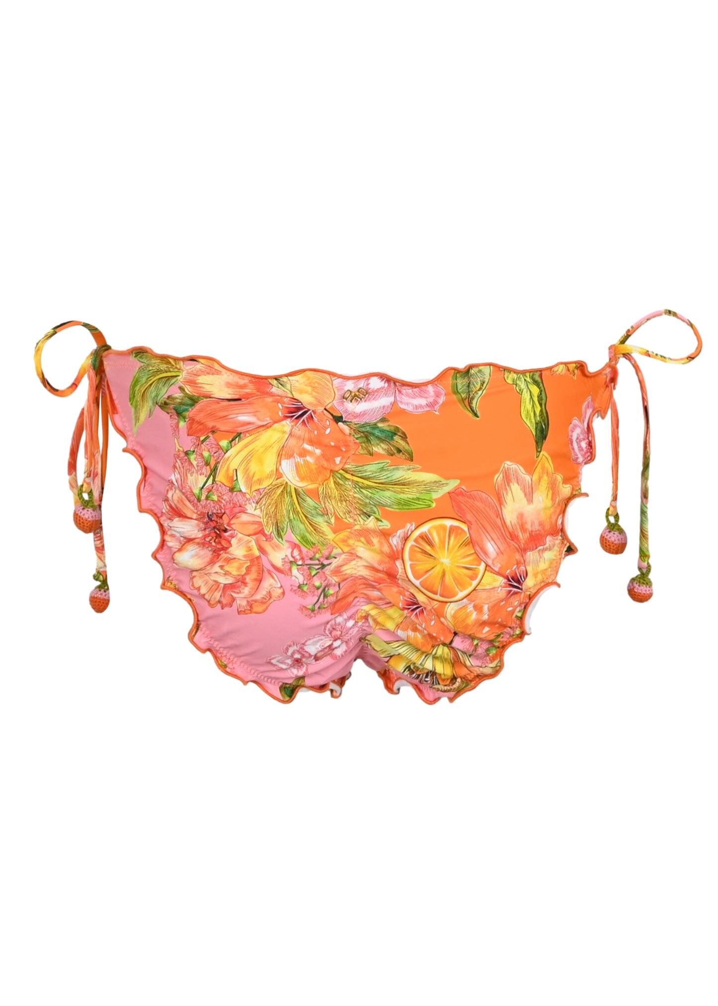 Embroidered Lettuce Edge Tie Side Bottom Full Clementine