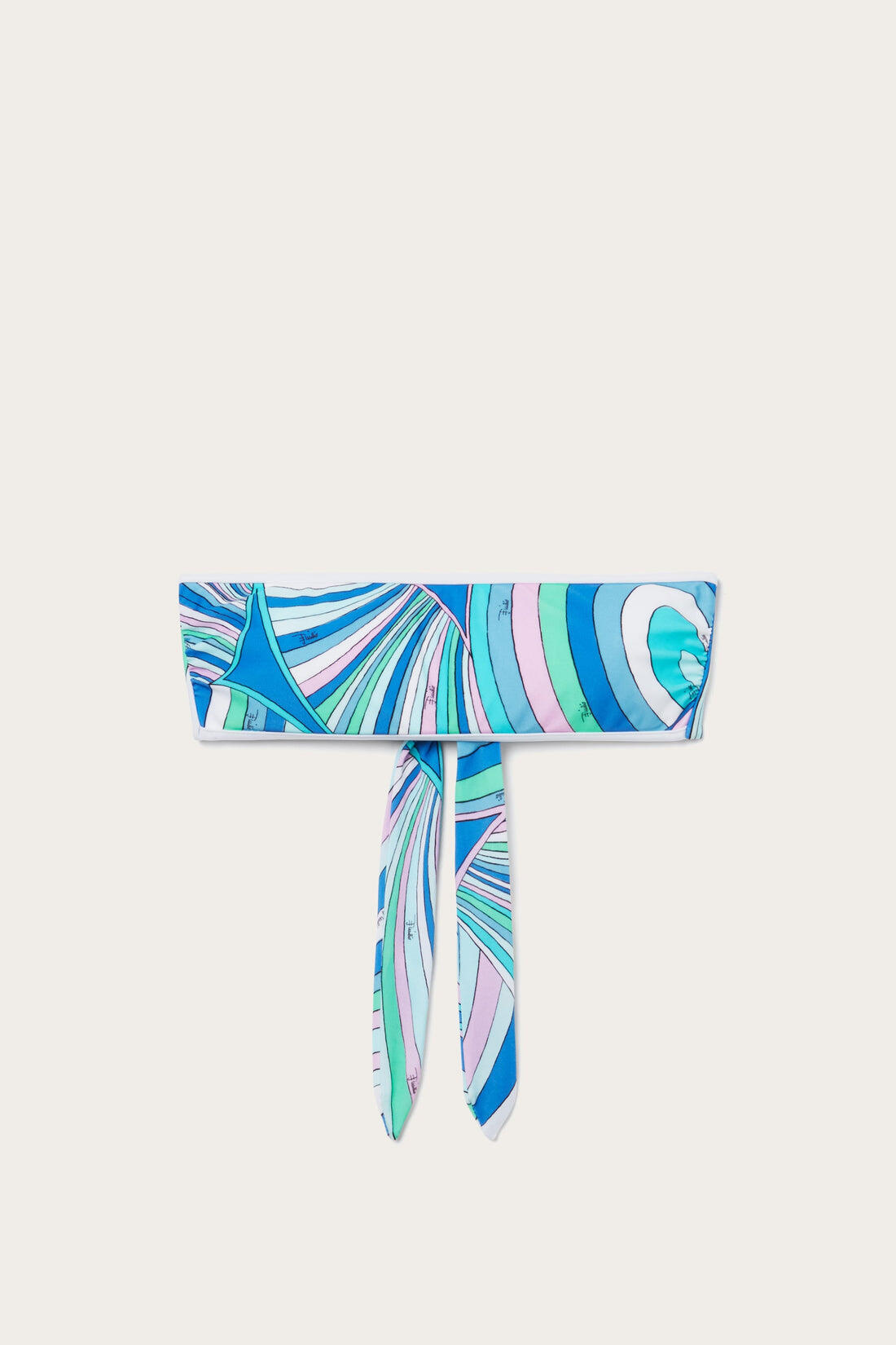 Iride Print Bandeau Bikini Top Celeste Bianco - Bikini Top