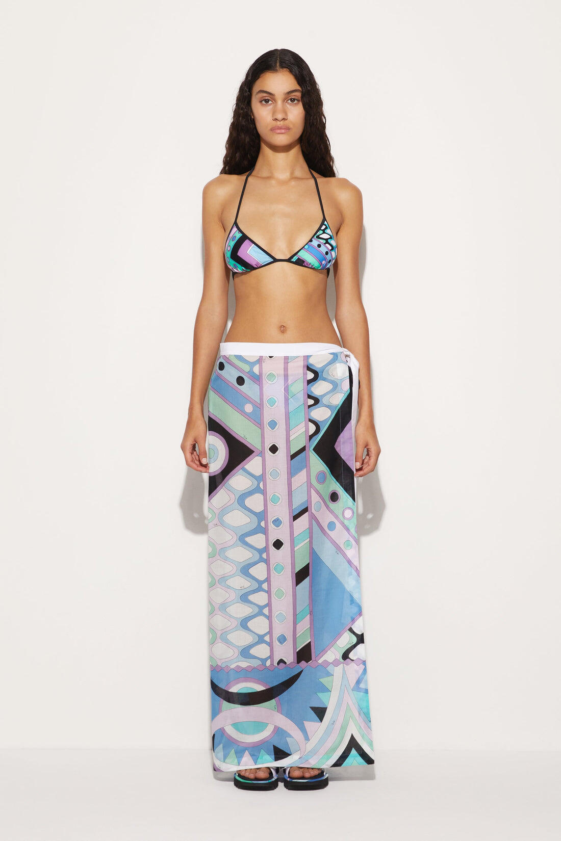 Vivara Print Bikini Top Celeste Bianco - Bikini Top