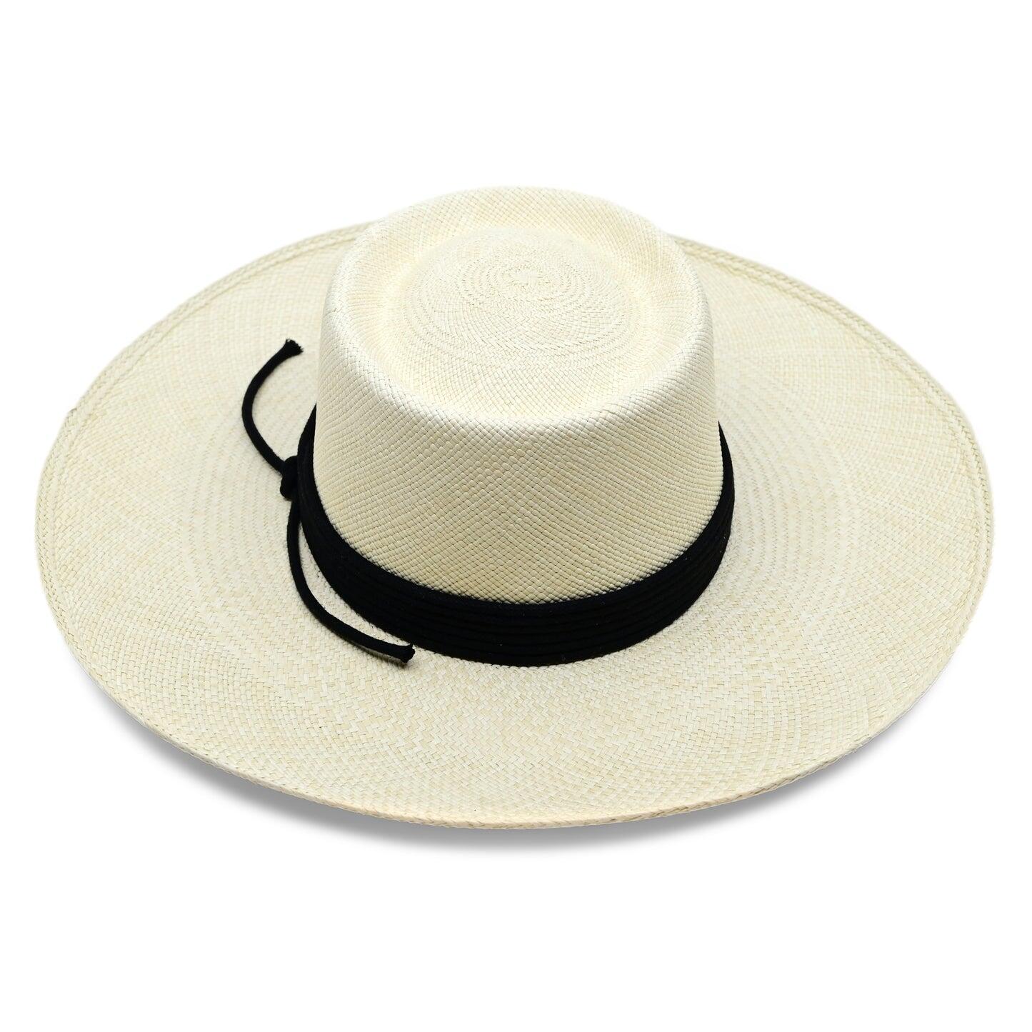 Puglia Polo Wide Brim Natural Hat With Black Cord - Hat