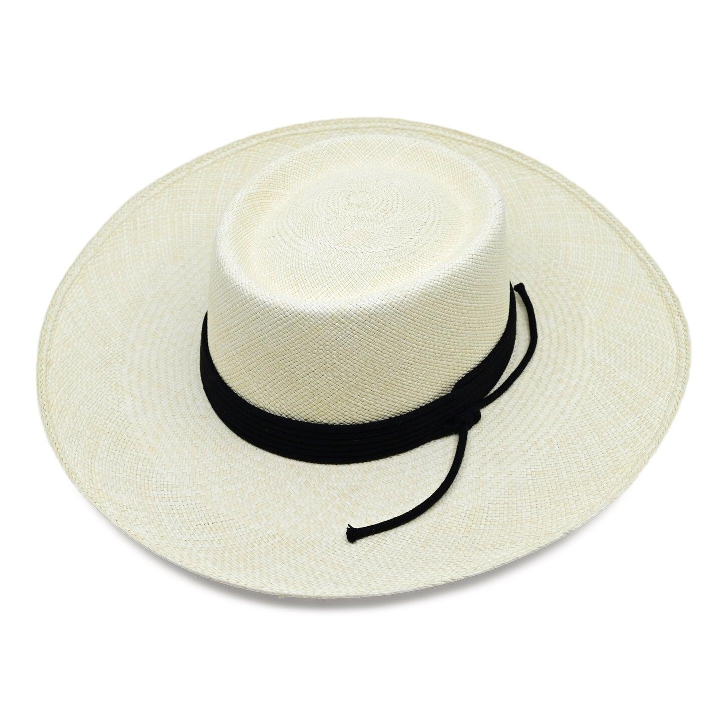 Puglia Polo Wide Brim Natural Hat With Black Cord - Hat