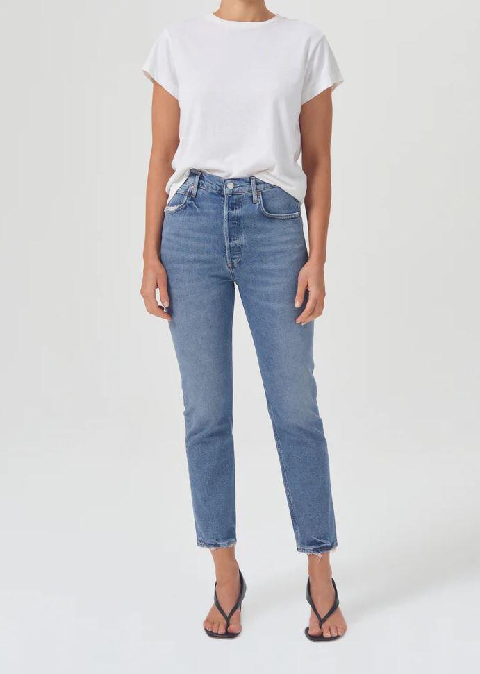 Cropped Frayed Hem Jeans