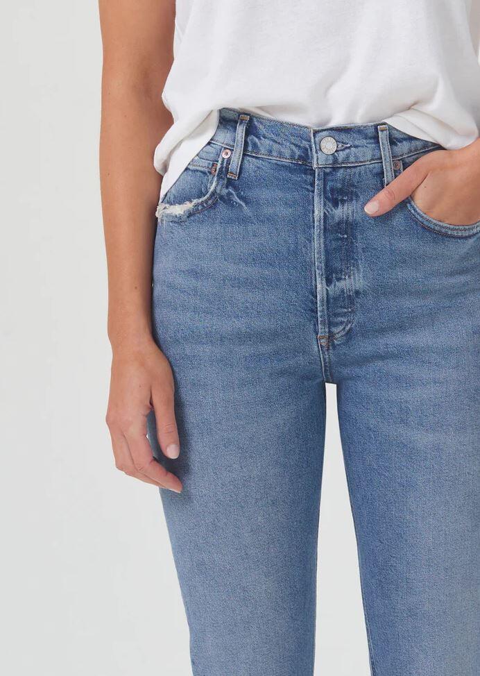 Womens Crop Jeans with Authentic Fading