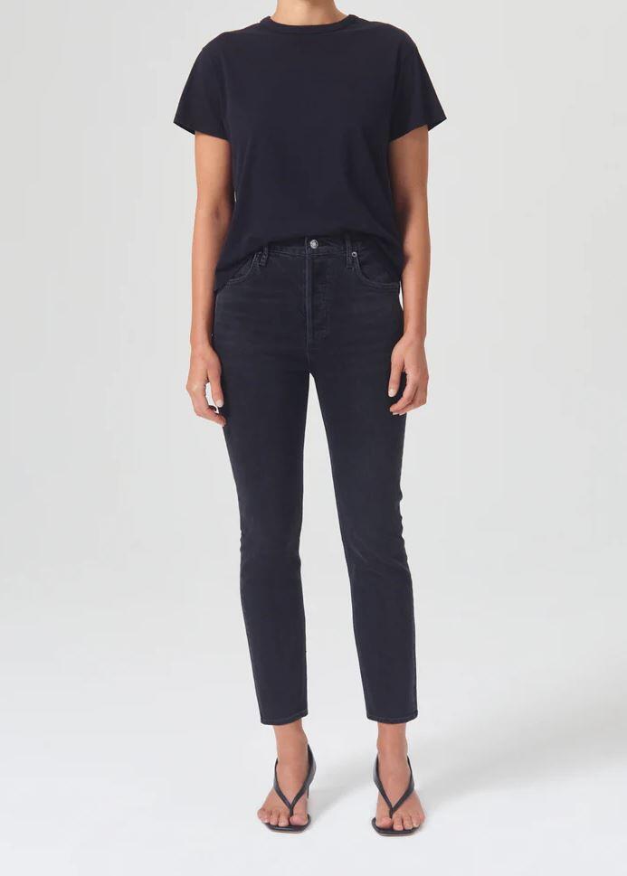 Black High Waisted Cropped Jeans