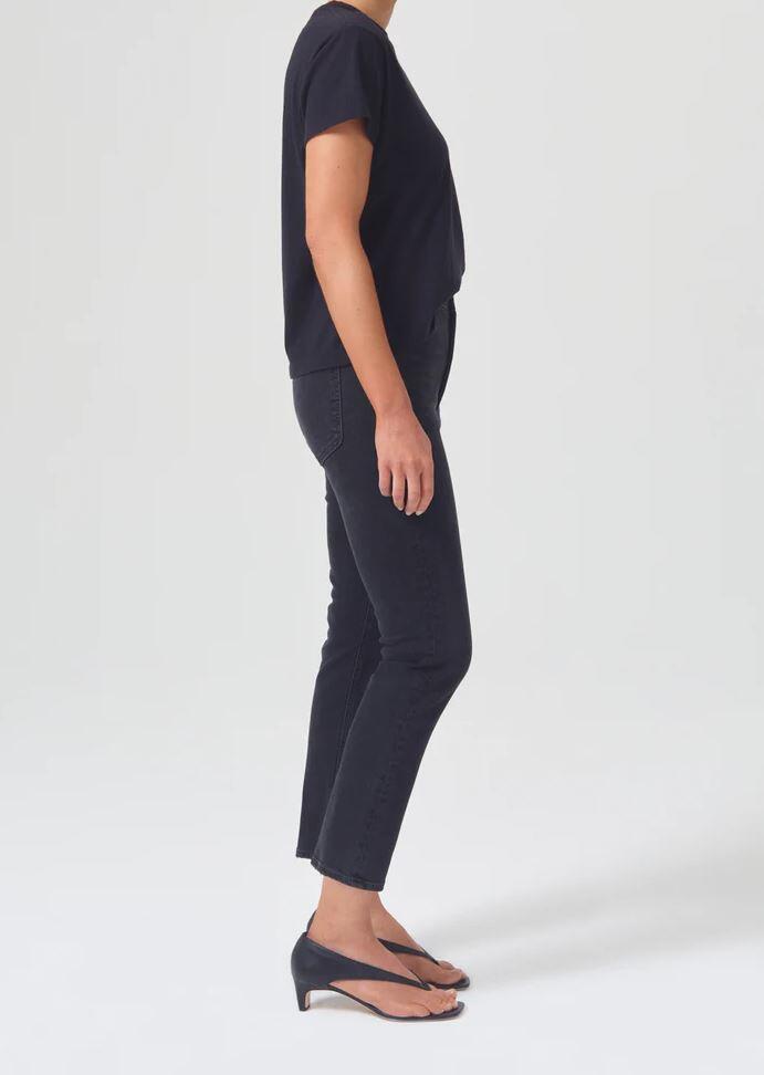 Black Cropped Jeans with Finished Hem