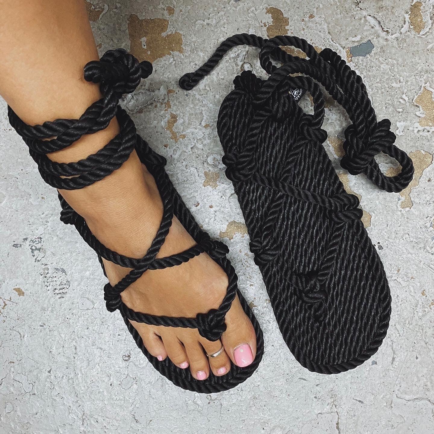 Romano Black Sandals - Shoes
