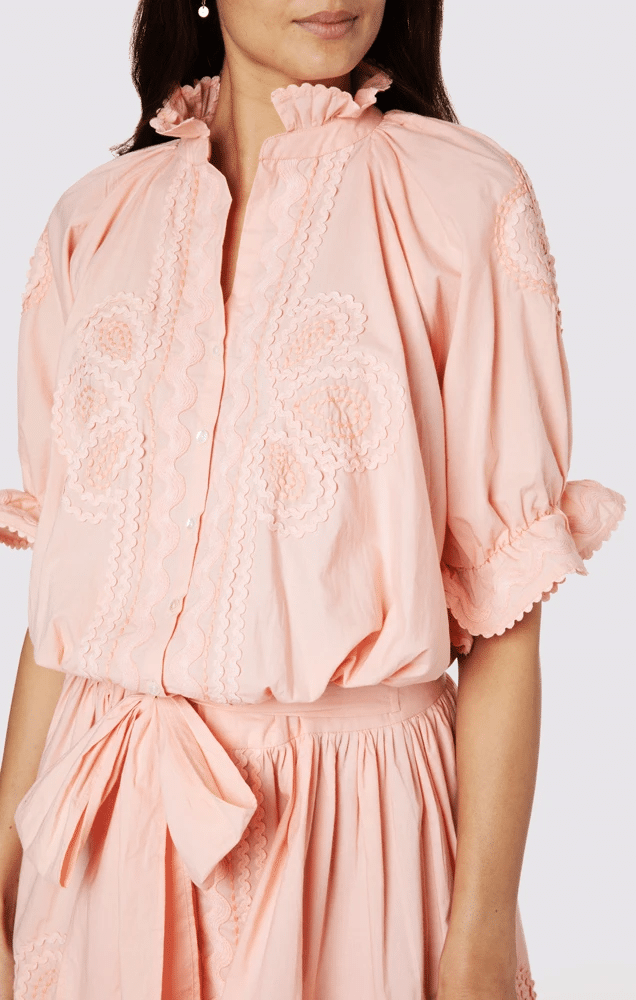 Load image into Gallery viewer, Poplin Blouson Dress With Ric Rac Embroidery Jaipur Pink

