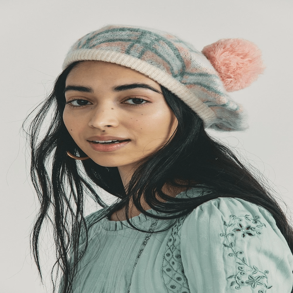 Colbran Beret Magnolia Pink Plaid - Hat