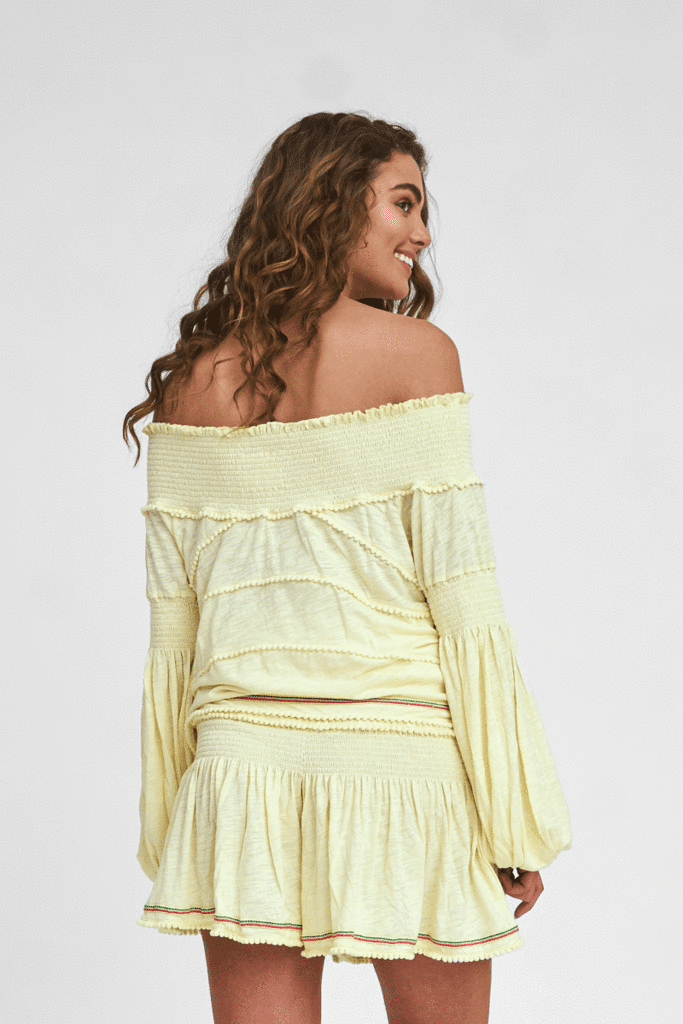 Bell Sleeve Crop Top in Yellow - Top