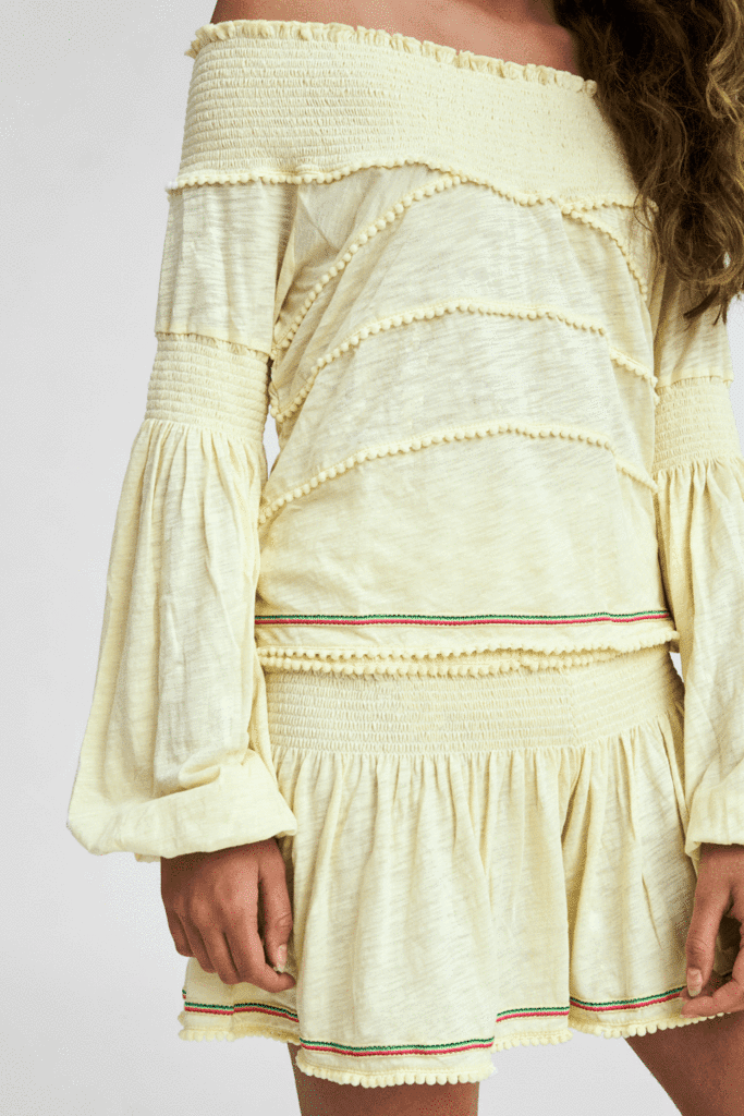 Bell Sleeve Crop Top in Yellow - Top