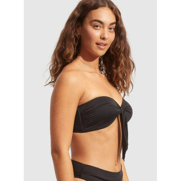 Seafolly Collective Twist Tie Front Bandeau Top Black - Bikini Top