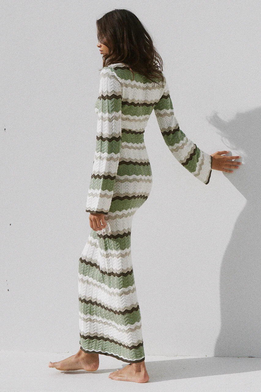 Caprice Maxi Dress Green Combo - Dress
