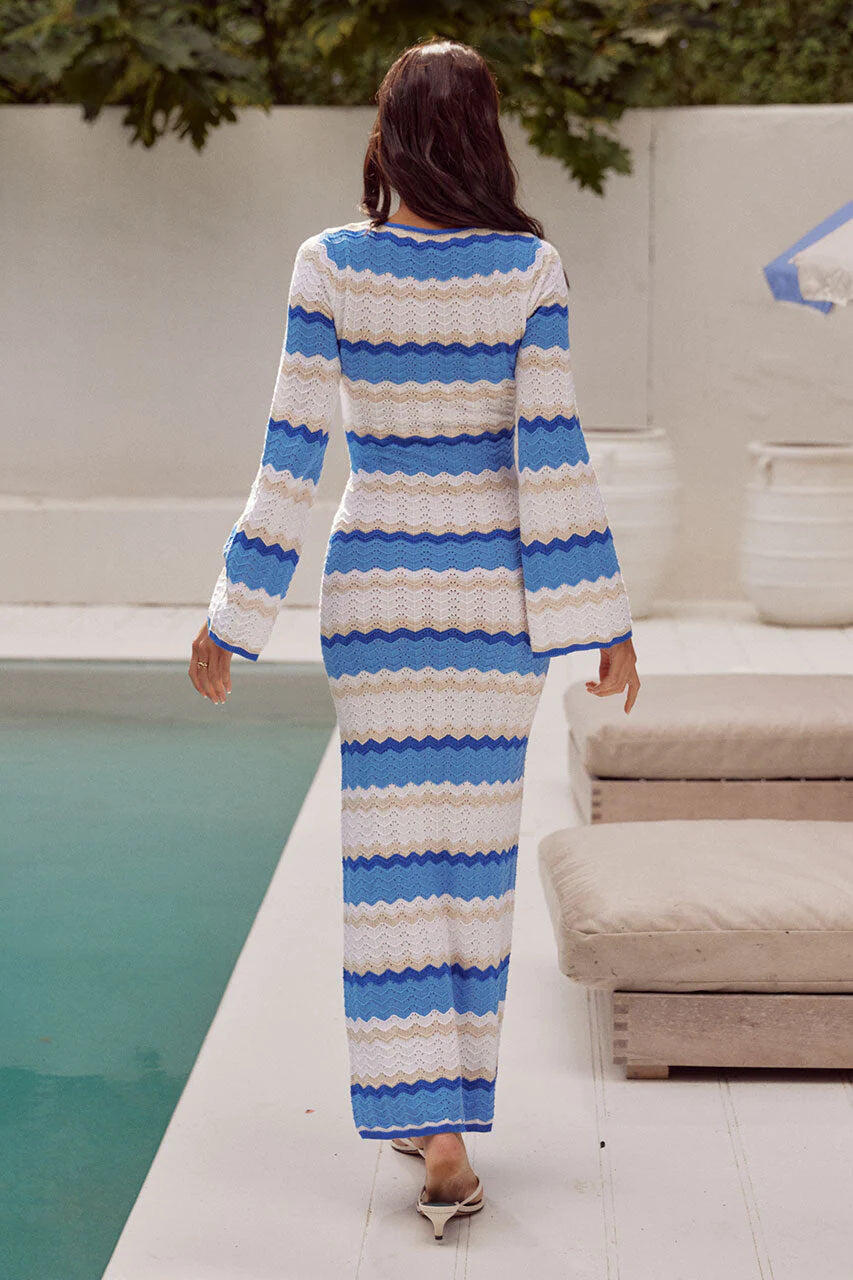 Caprice Maxi Dress Blue Combo - Dress
