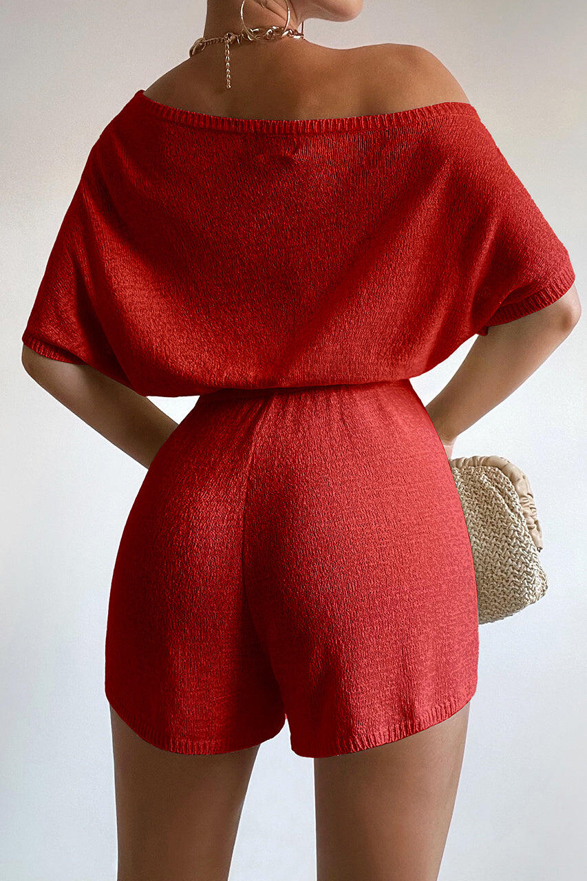 Miami Knit Playsuit Red