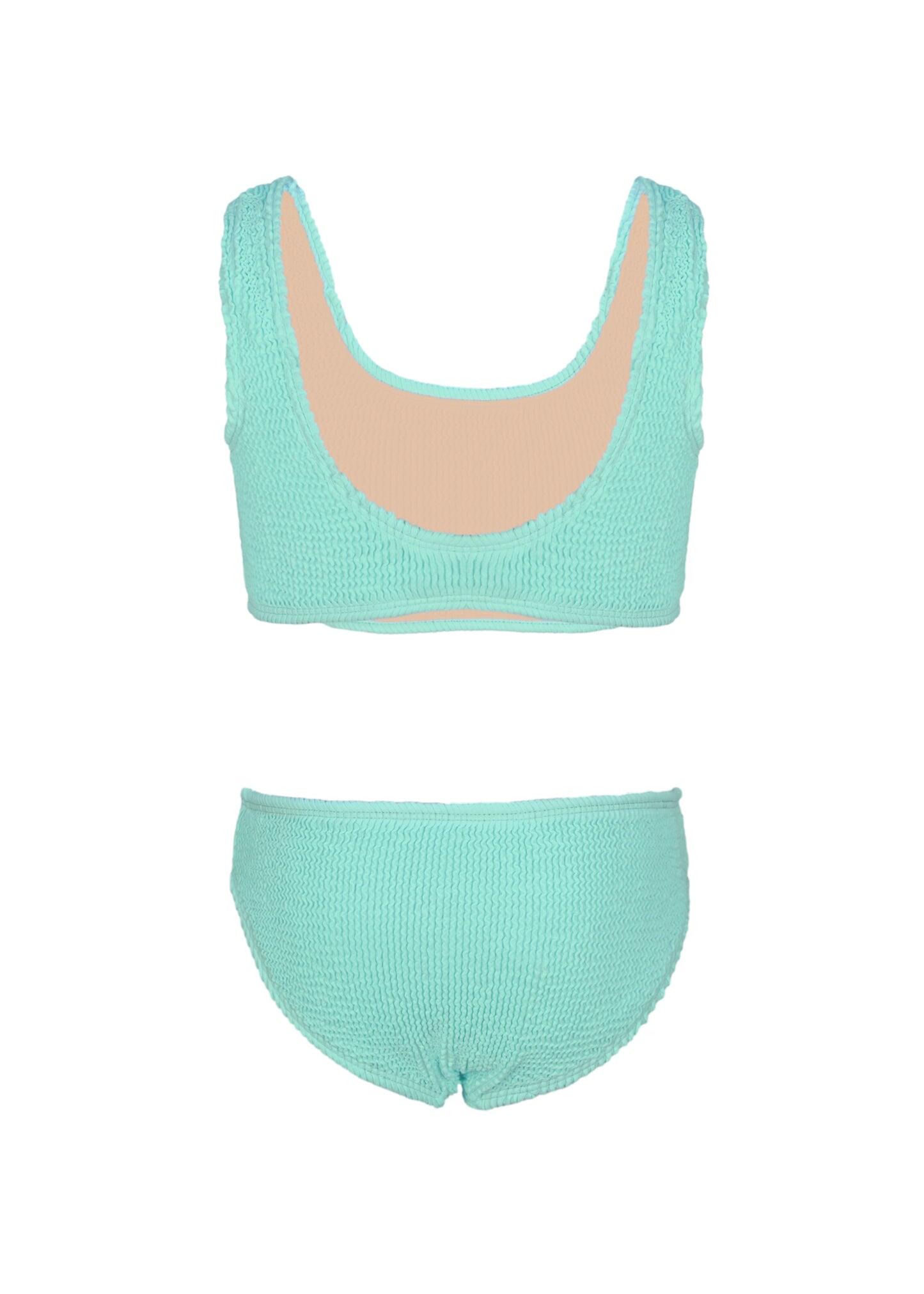 Girls Crinkle Textured Green Bikini - Bikini
