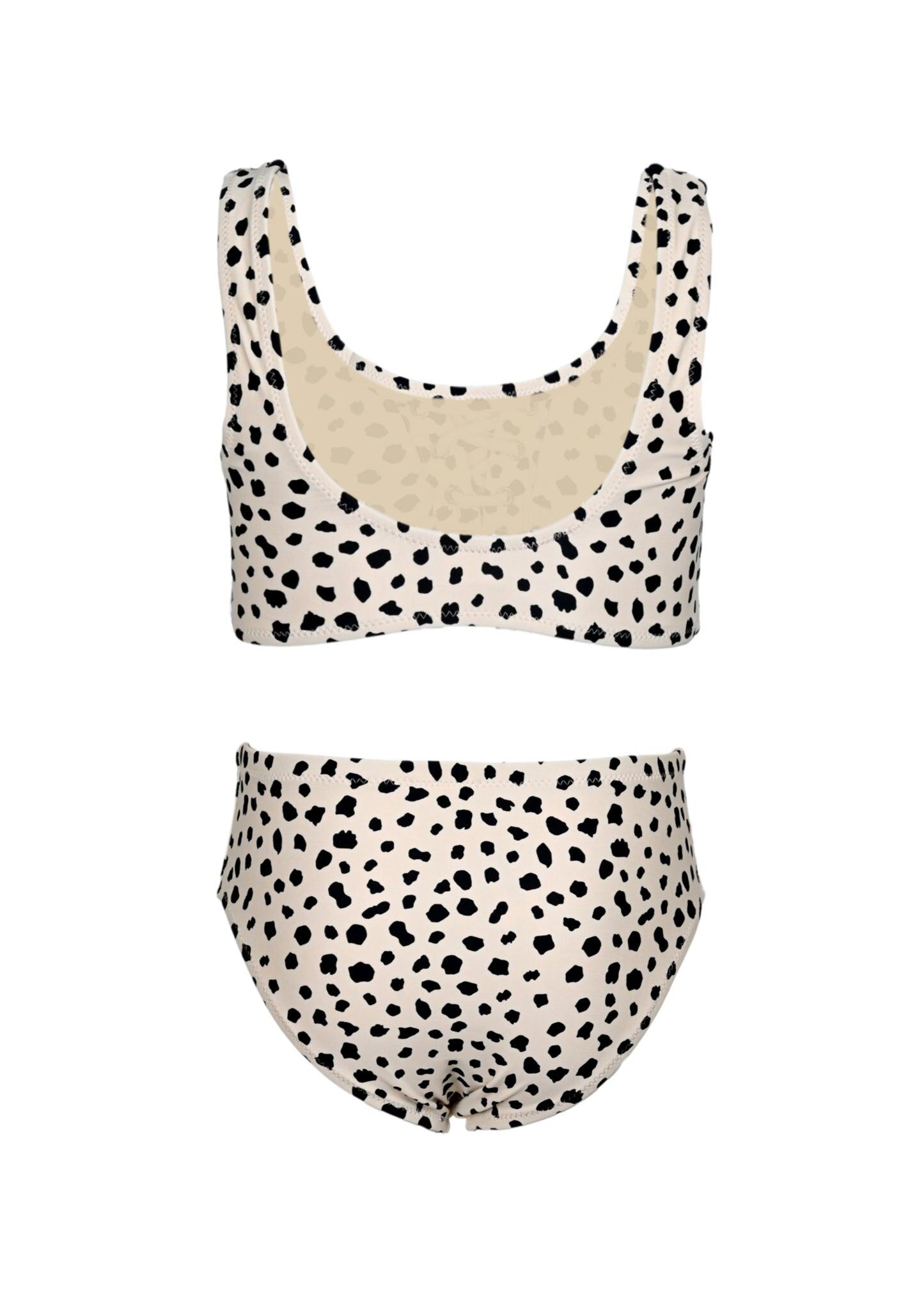 Dalmation Leopard Girls Lace Up Two Piece Swimsuit - Bikini
