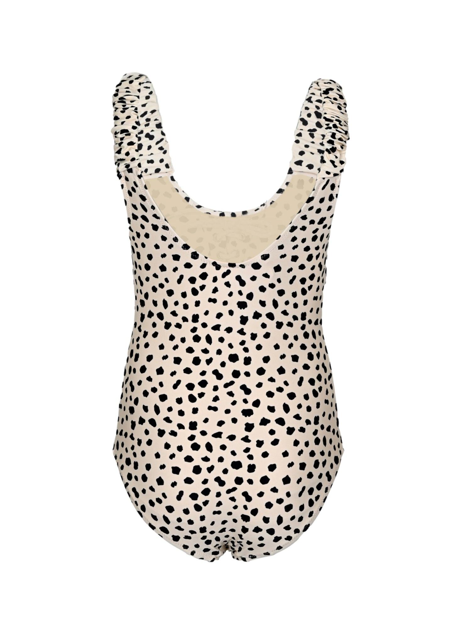 Dalmation Leopard Girls Lace Up One Piece Swimsuit - One Piece