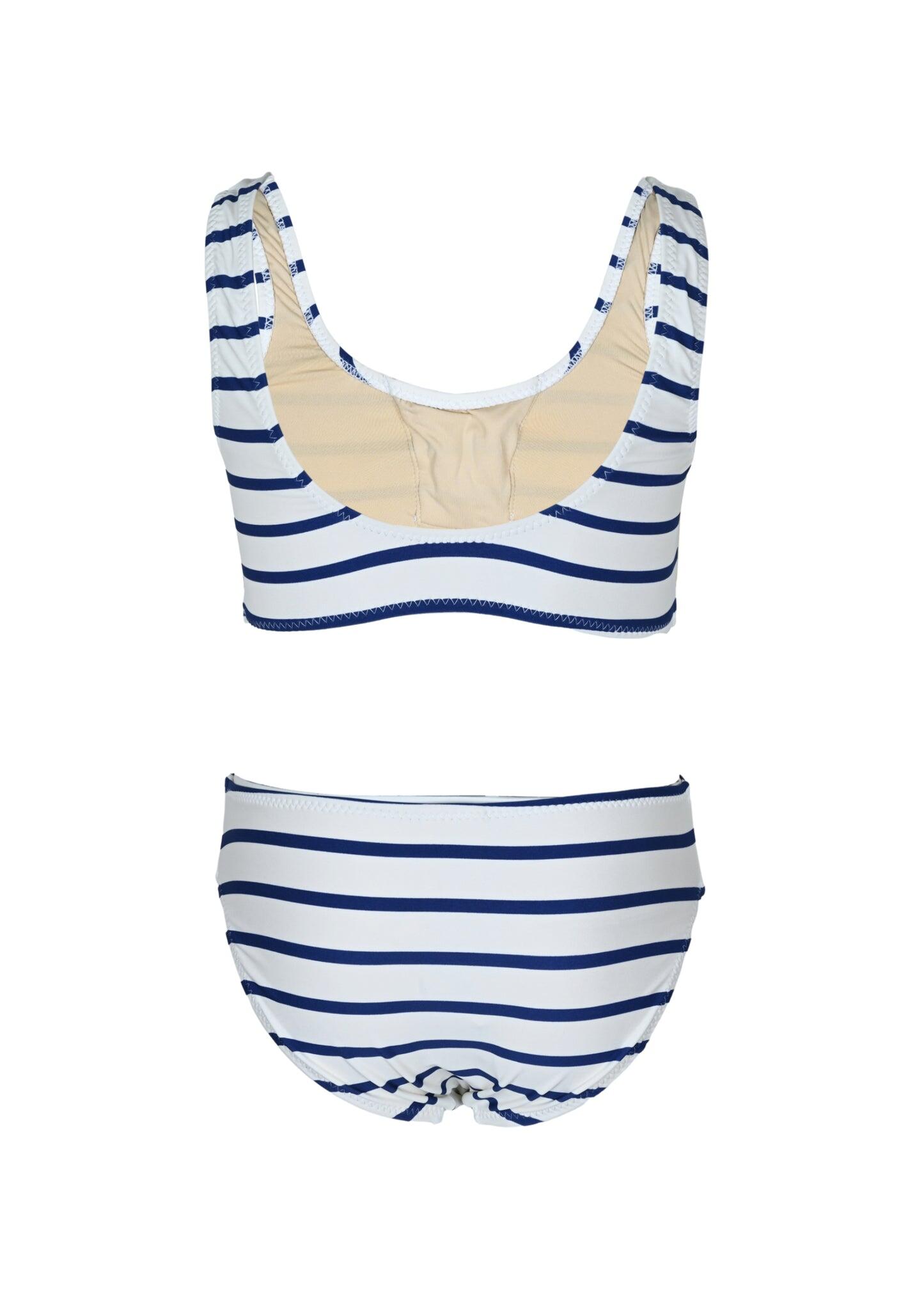 Nautical Stripe Girls Lace Up Bikini - Bikini