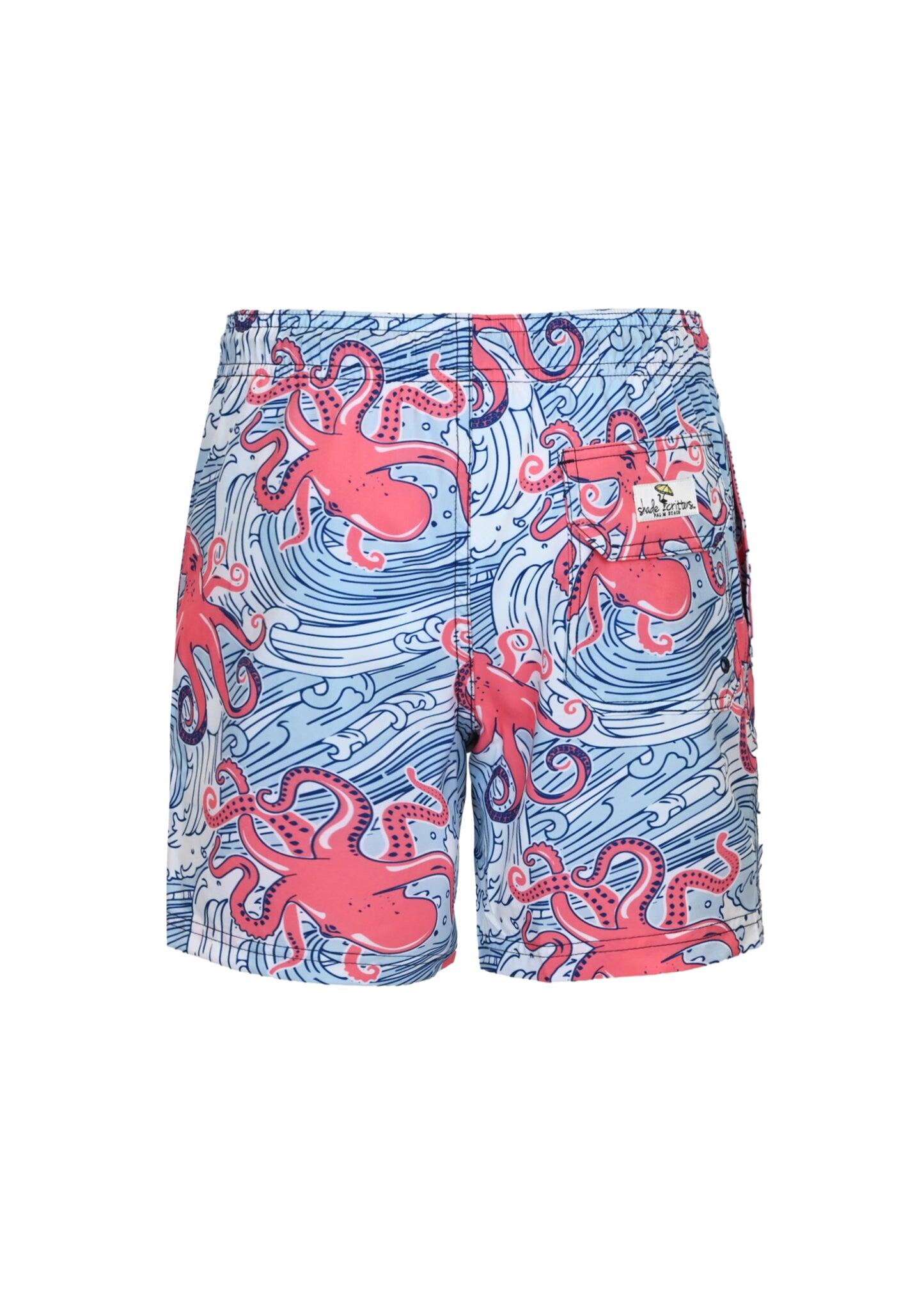 Octopus Waves Boys 4 Way Stretch Swim Trunks - Swim Shorts