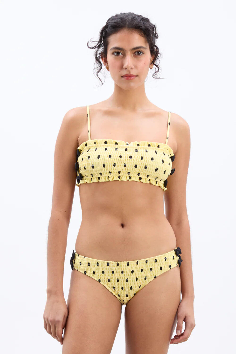 Jezebel Shirred Bow Bikini Bottom Butter Spot