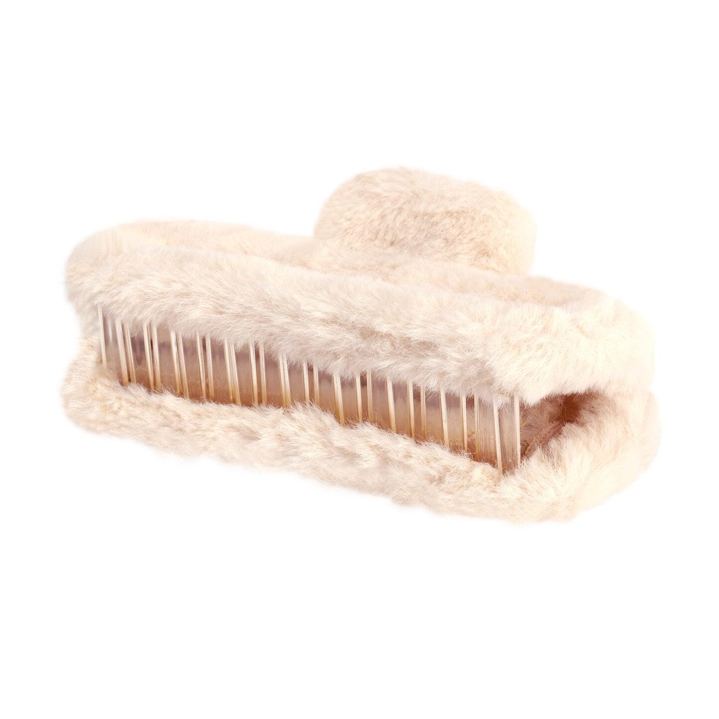 Soft Straight Claw Clip Beige