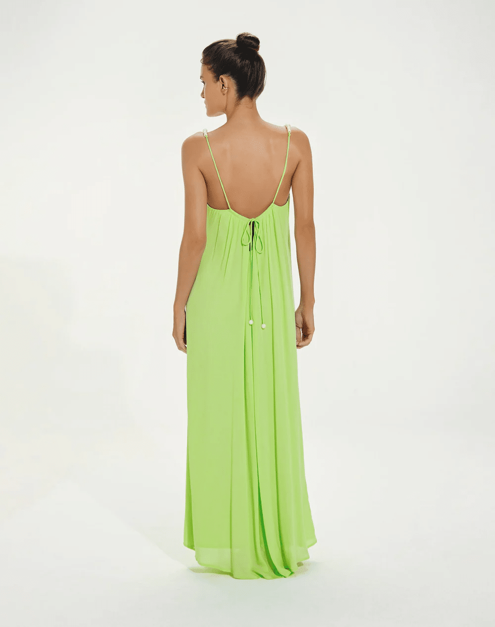 Solid Lilly Detail Long Cover Up Lime - Dress