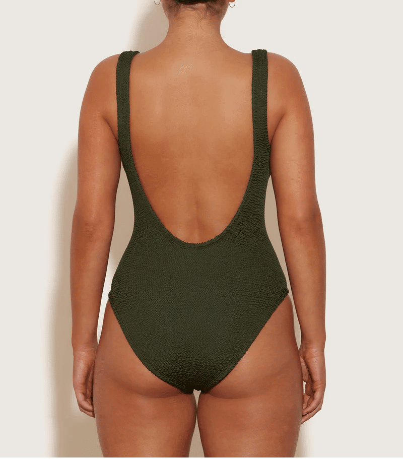 Classic Square Neck Swim Metallic Khaki - ONE SIZE - One Piece