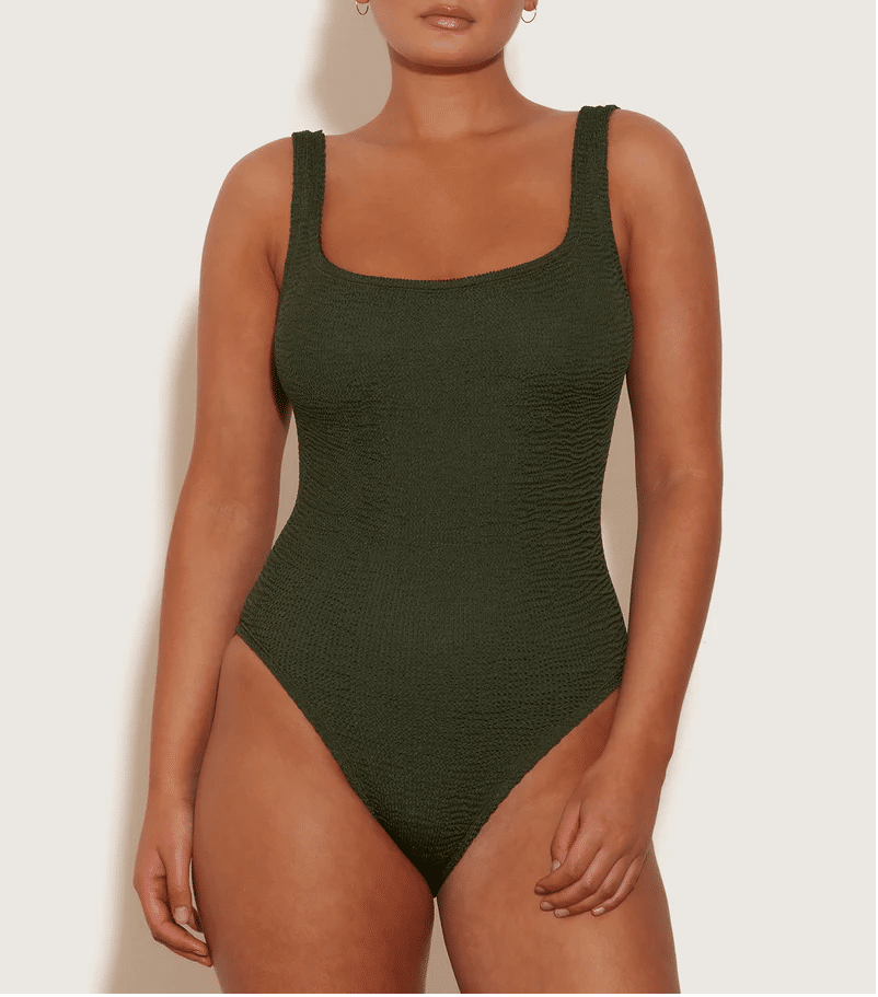 Classic Square Neck Swim Metallic Khaki - ONE SIZE - One Piece