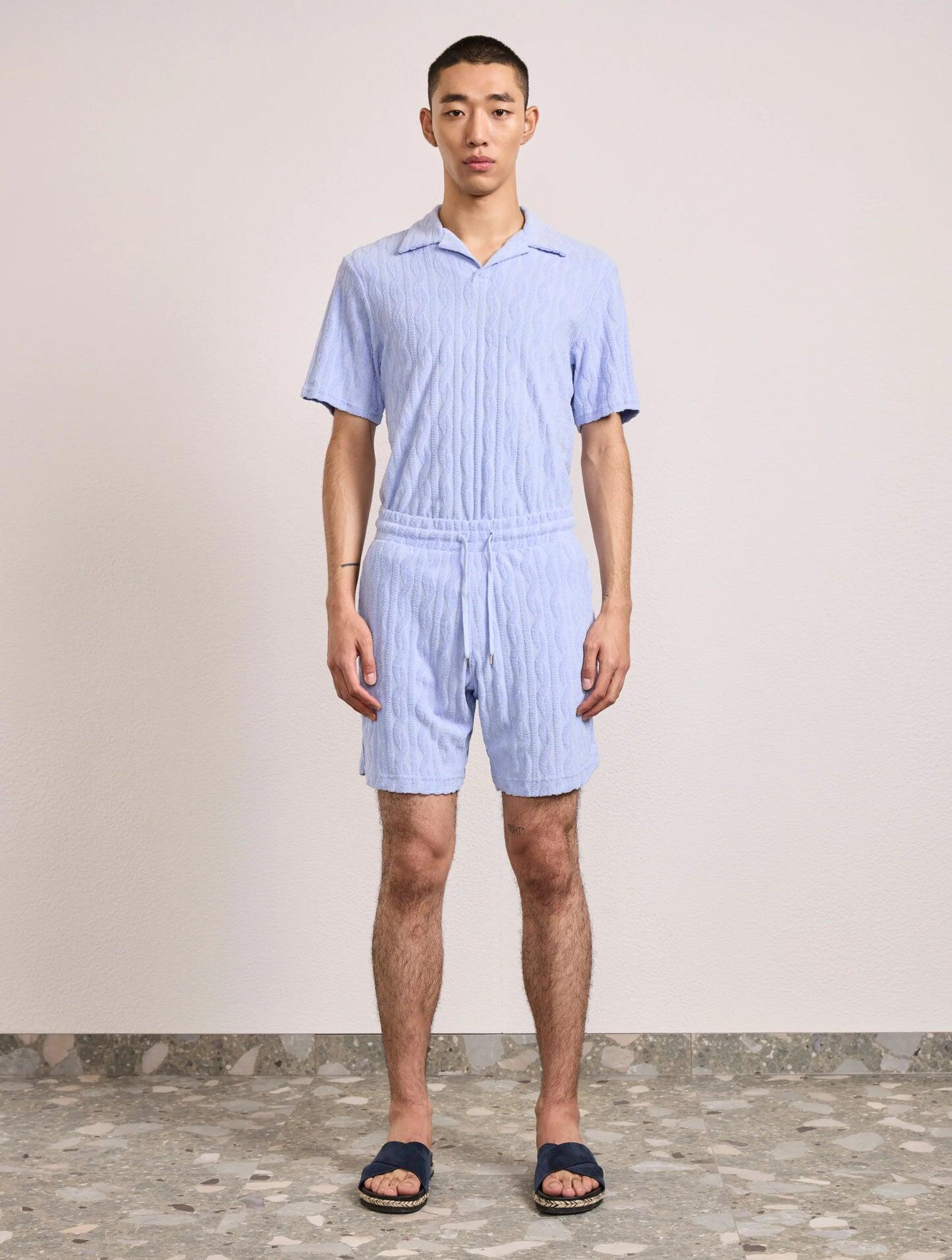 Augusto Terry Jacquard Short Chambray Blue - Shorts