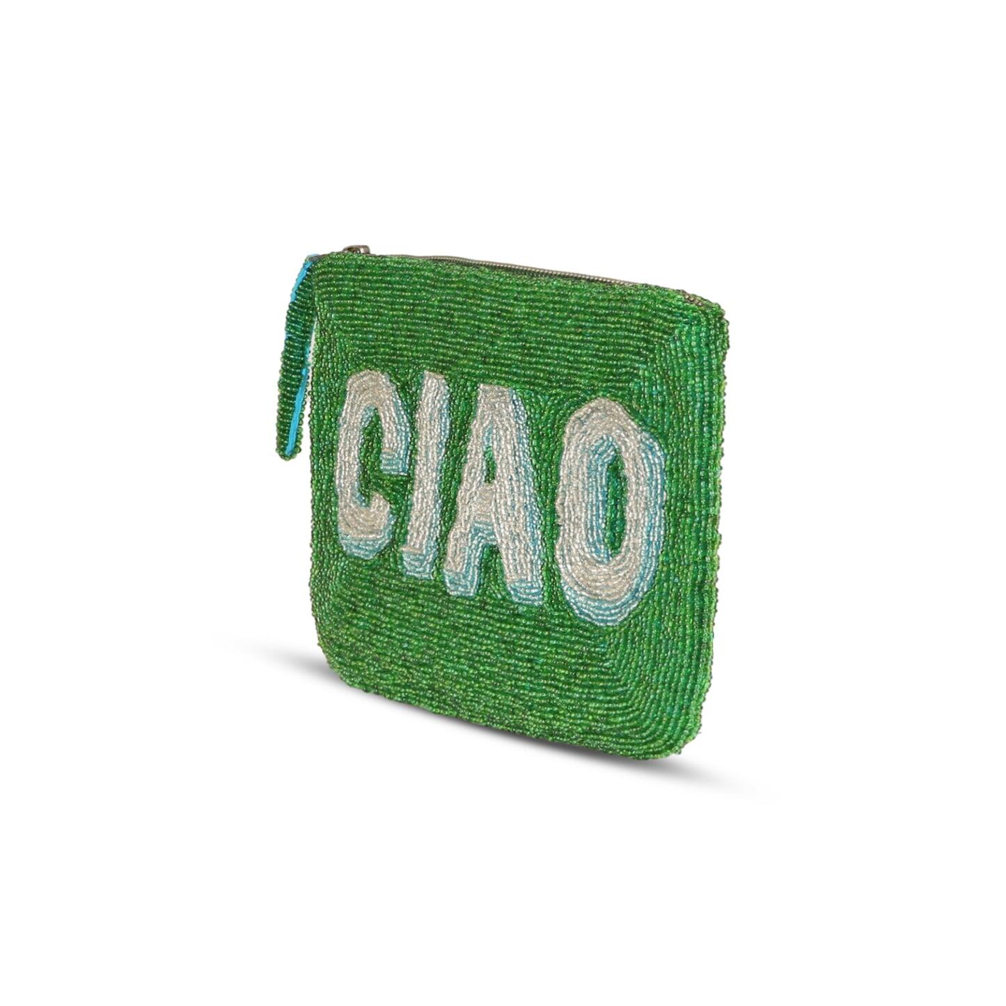 Ciao Beaded Clutch Green - Bag