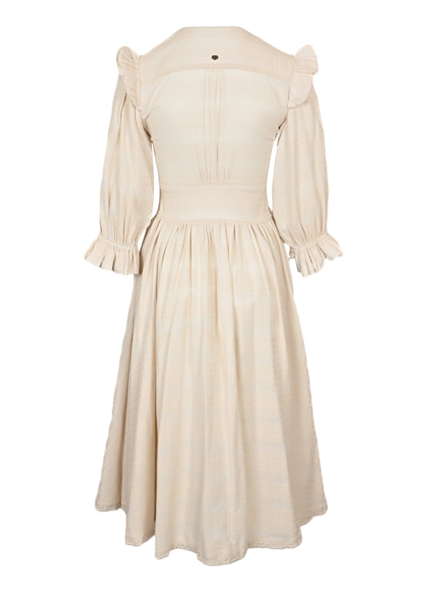 Jacobella Bow Midi Plain Dress Natural - Dress