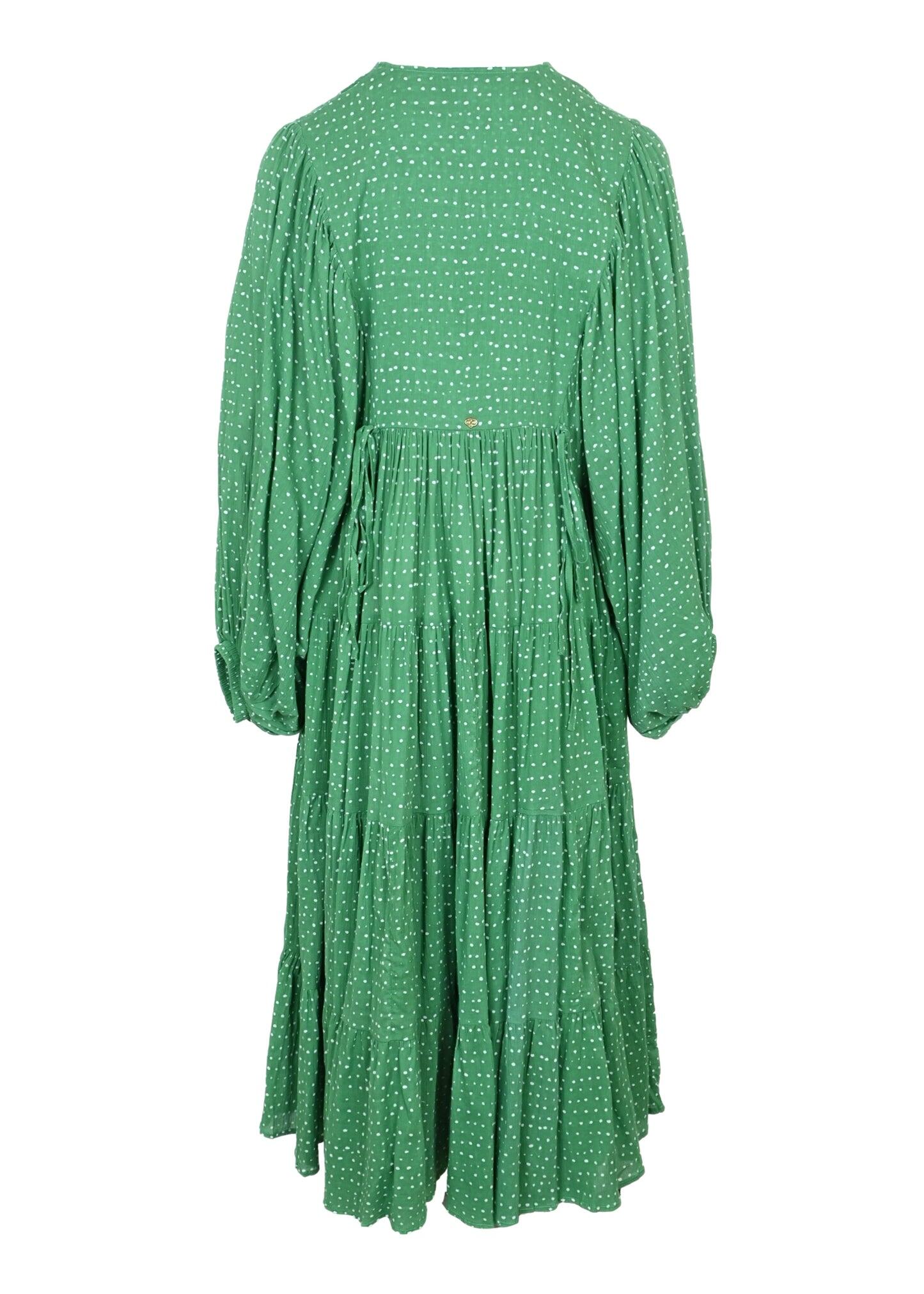 Pandora Midi Dress Random Dot Emerald - Dress