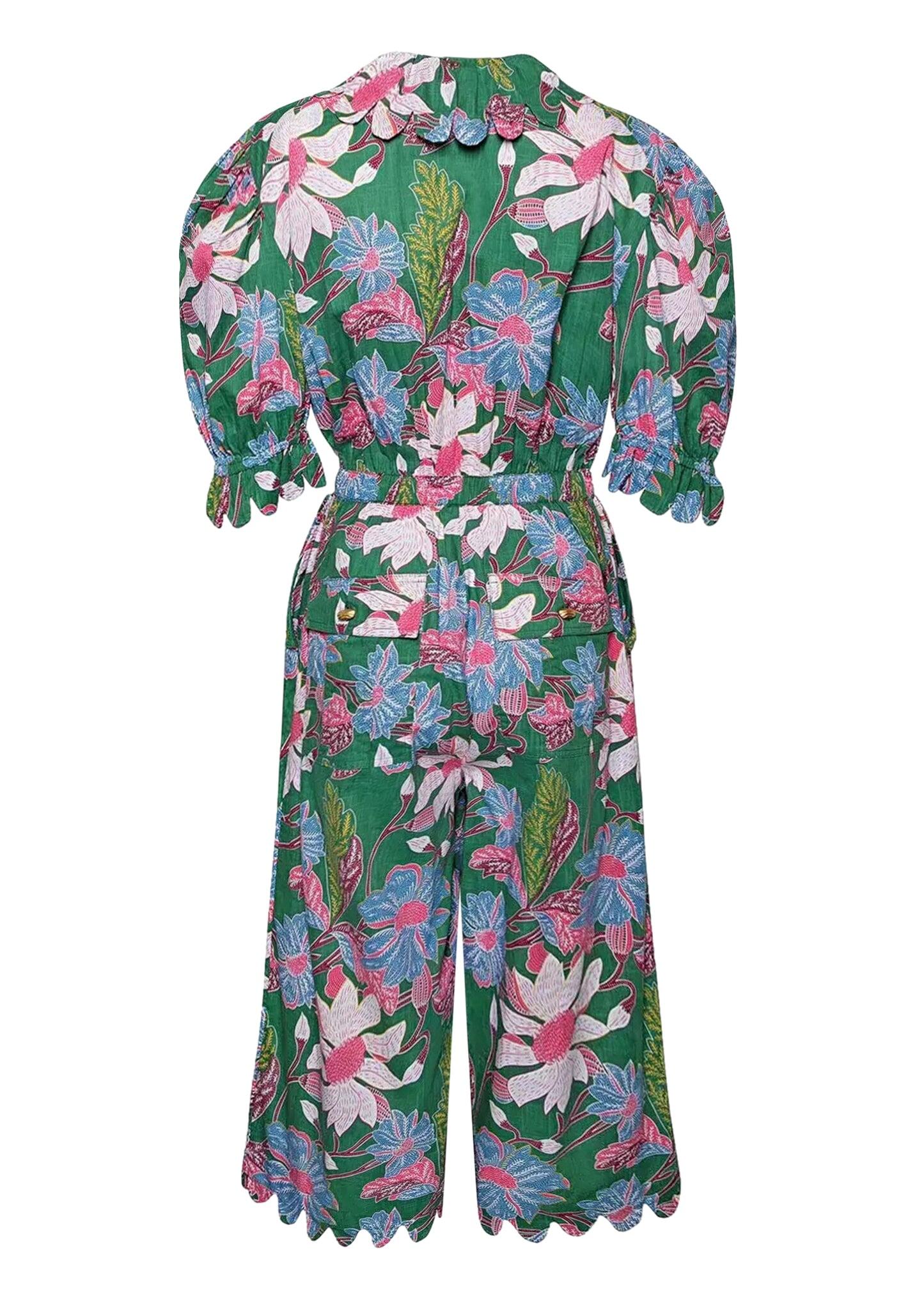 Yelena Jumpsuit Wild Flower Multi Emerald - Jumpsuit