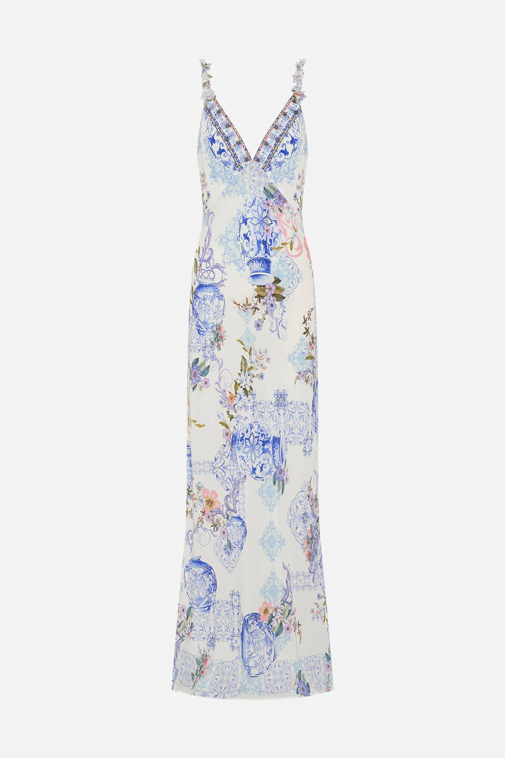 V Neck Full Length Bias Slip Dress Paint Me Positano - Dress