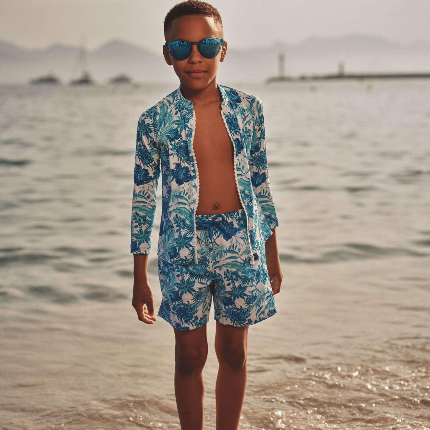 Boys Stretch Swim Short Tahiti Flower - Swim Shorts