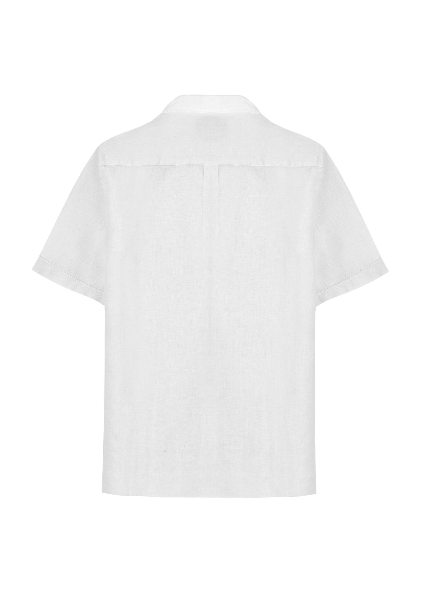 Charli Linen Short Sleeve Shirt White - Shirt