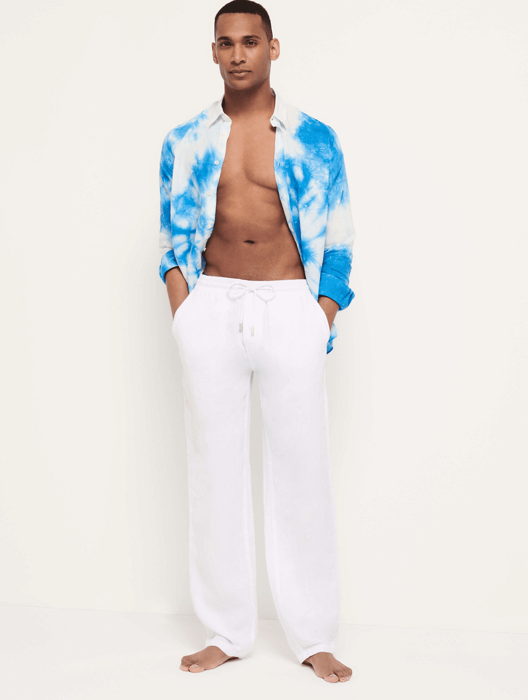 Men Linen Pant Solid White