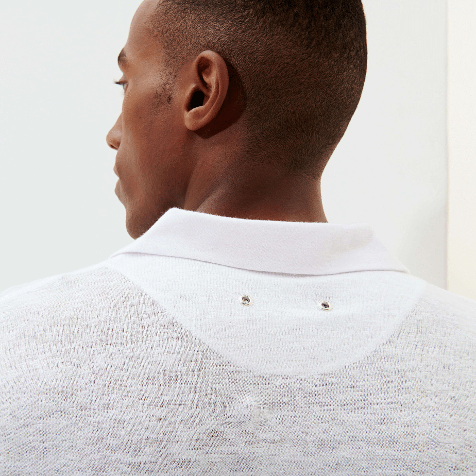 Men Linen Jersey Polo Shirt Solid White - Polo Shirt