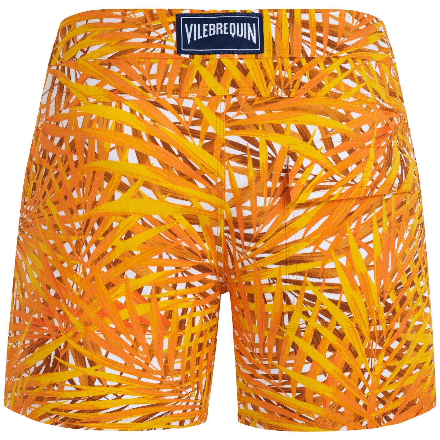 Men Stretch Swim Short Palm Leaves - Men’s Swim Shorts