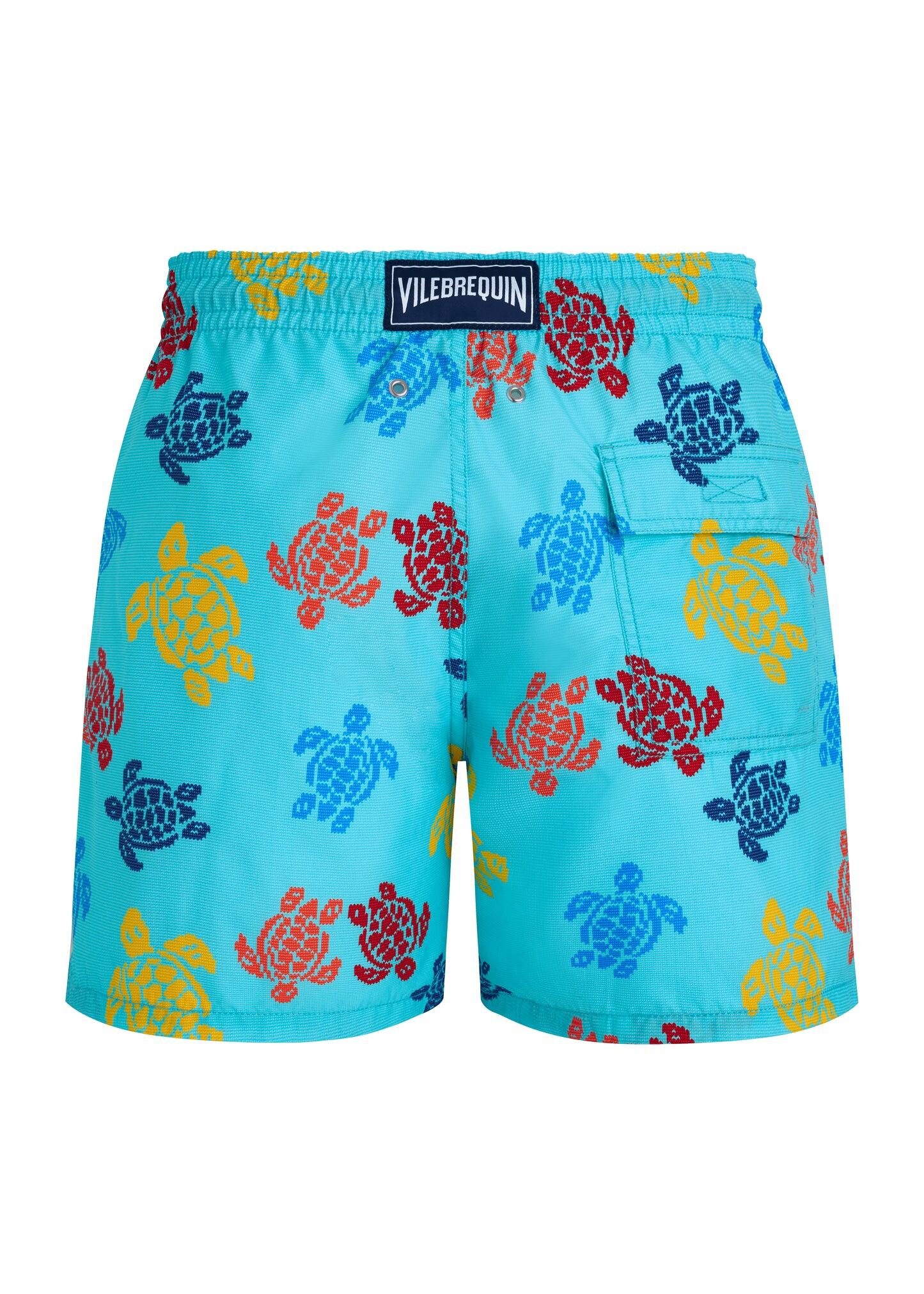 Men Swim Shorts Ronde Des Tortues Tricolor Aqua