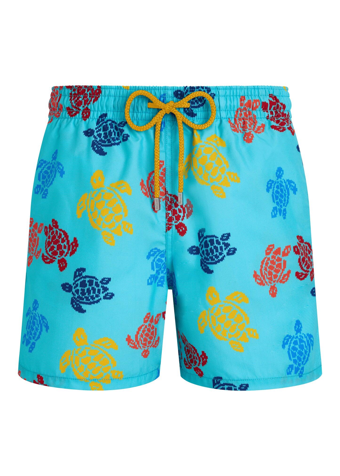 Men Swim Shorts Ronde Des Tortues Tricolor Aqua