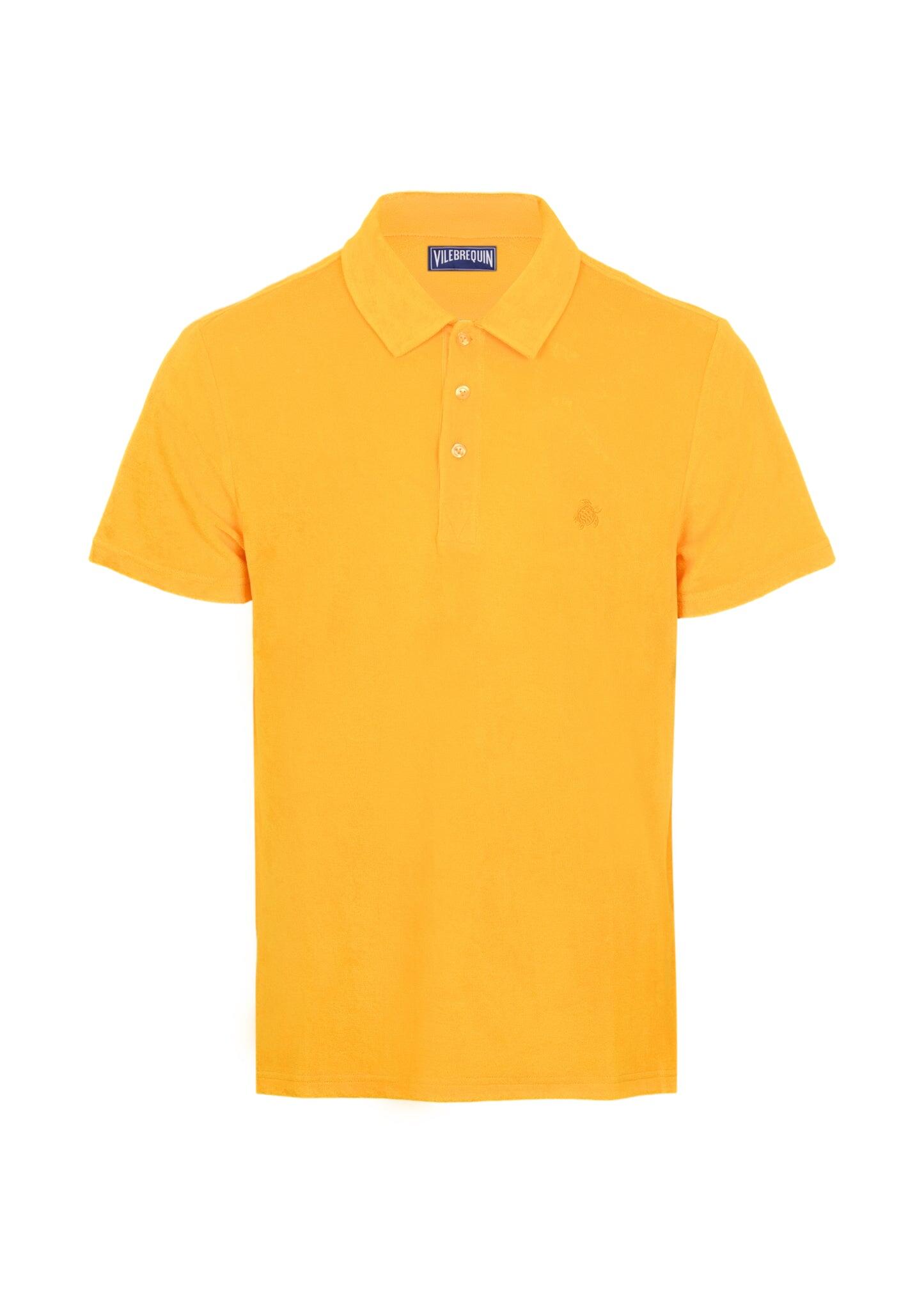 Men Terry Polo Solid Yellow Mangue - Polo Shirt