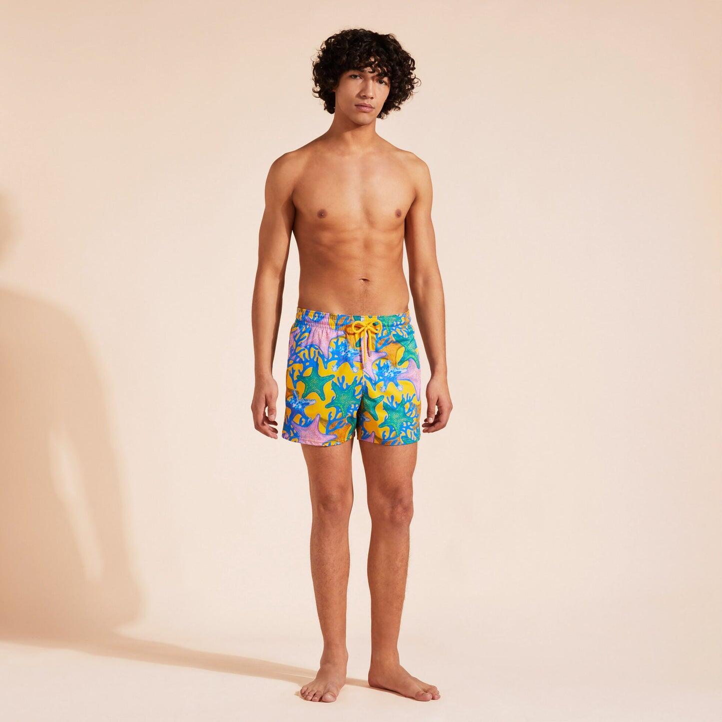 Moorise Men Swim Shorts Multicolored Glowed Star - Men’s Swim Shorts