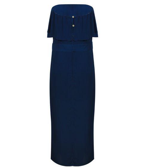 Vix Solid Glenda Long Dress Navy - Dress