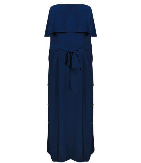 Vix Solid Glenda Long Dress Navy - Dress