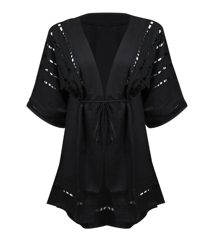 Solid San Diego Short Caftan Black - Dress