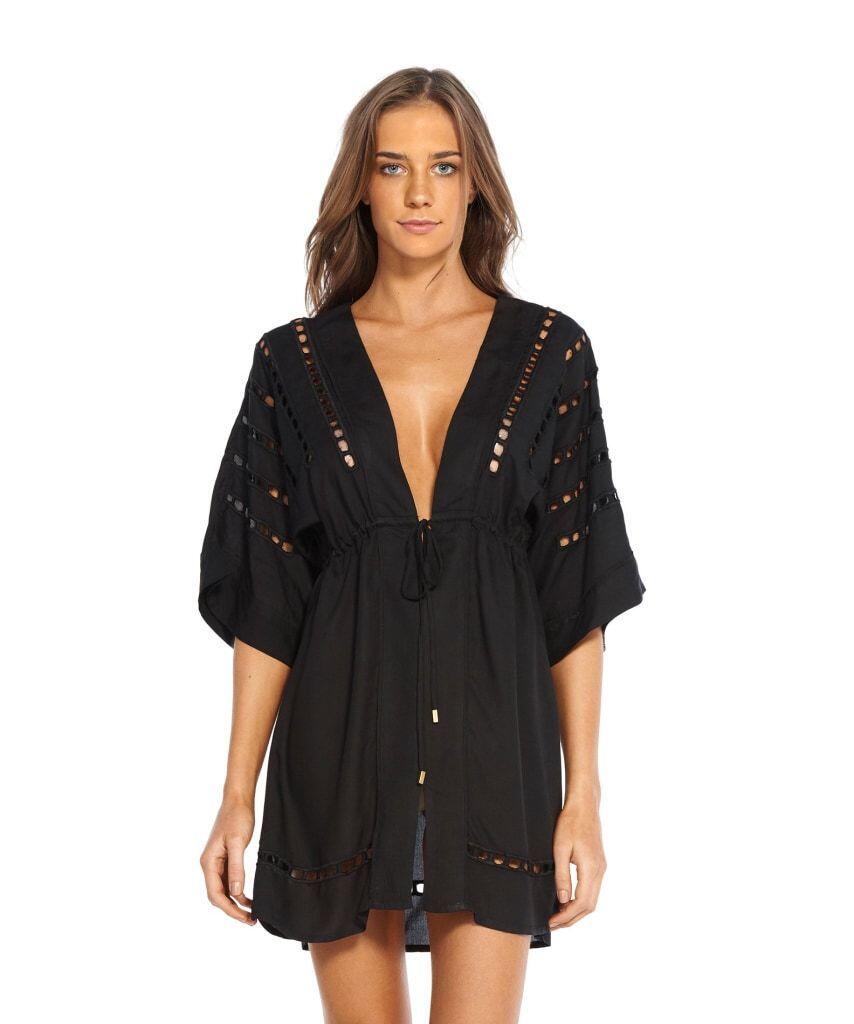 Solid San Diego Short Caftan Black - Dress